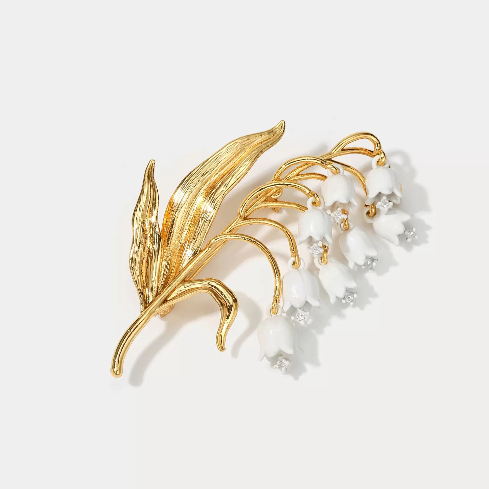 Golden Lily of The Valley Brooch