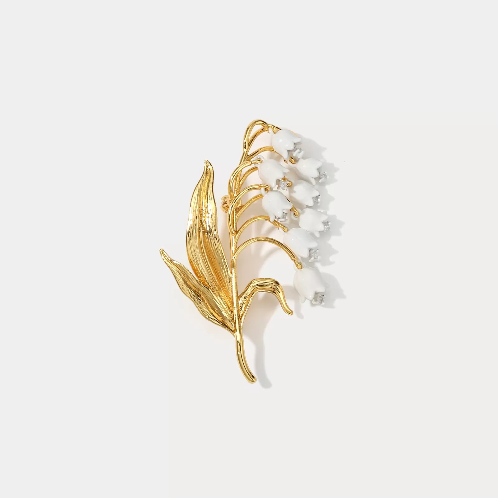 Golden Lily of The Valley Brooch