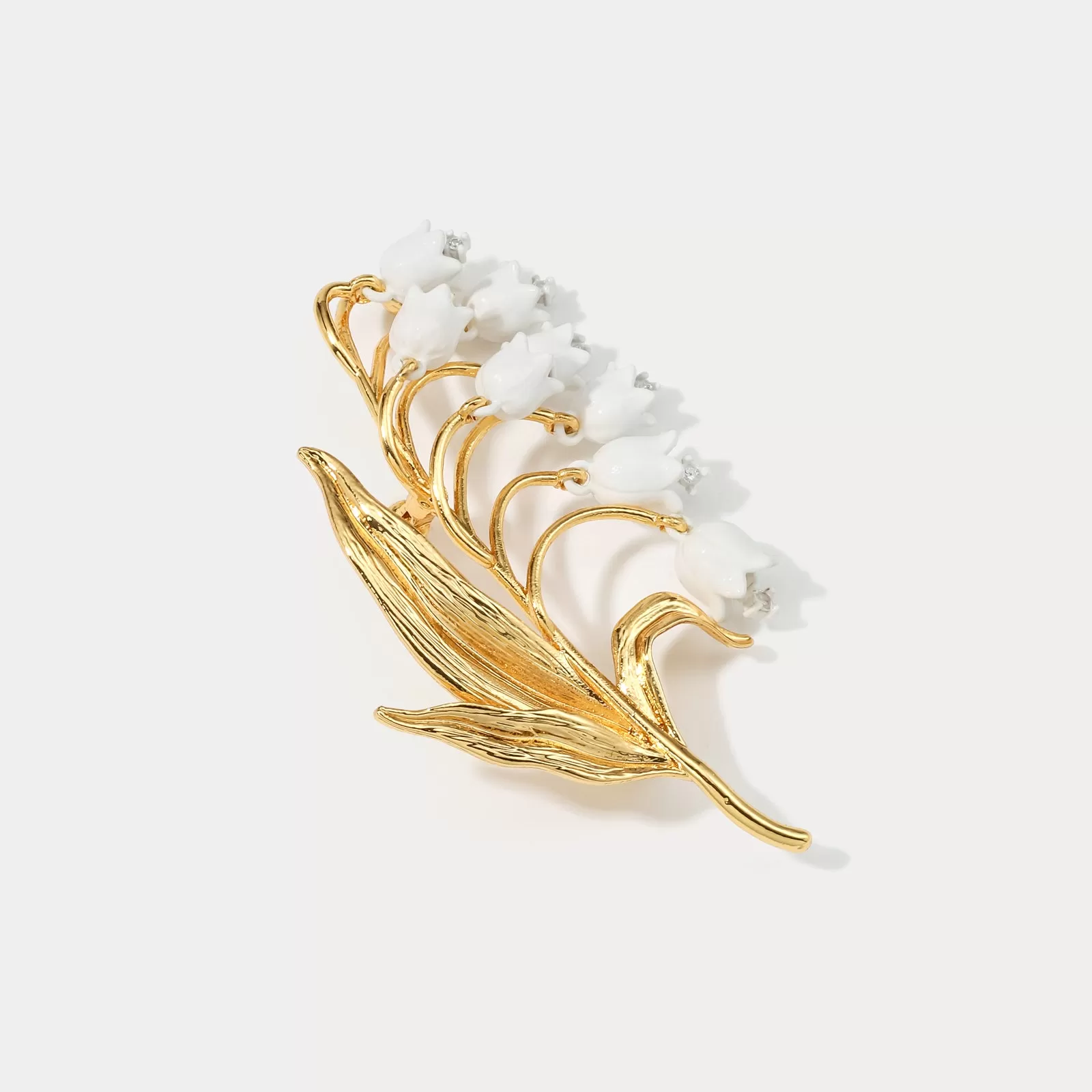 Golden Lily of The Valley Brooch