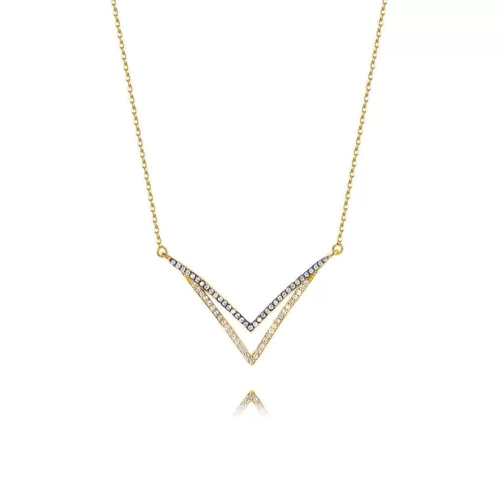 Gorgeous Double V Two Layered Necklace