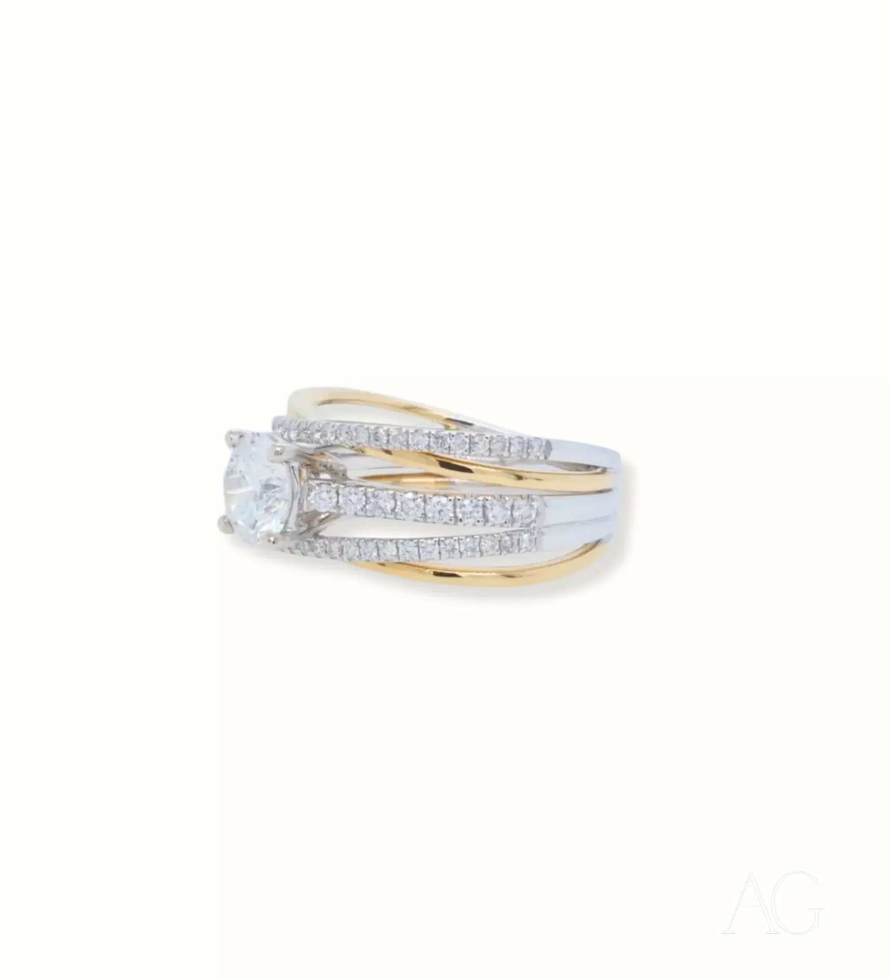 Harmonious 18k White & Yellow Gold with 1 Carat Natural Diamond