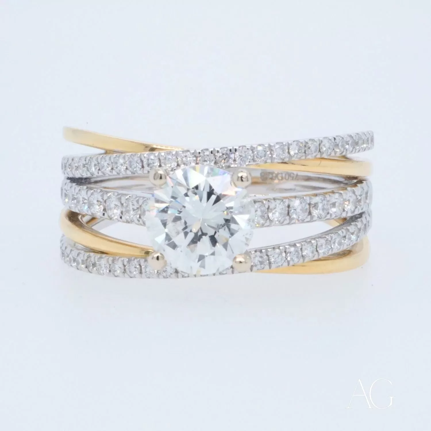 Harmonious 18k White & Yellow Gold with 1 Carat Natural Diamond