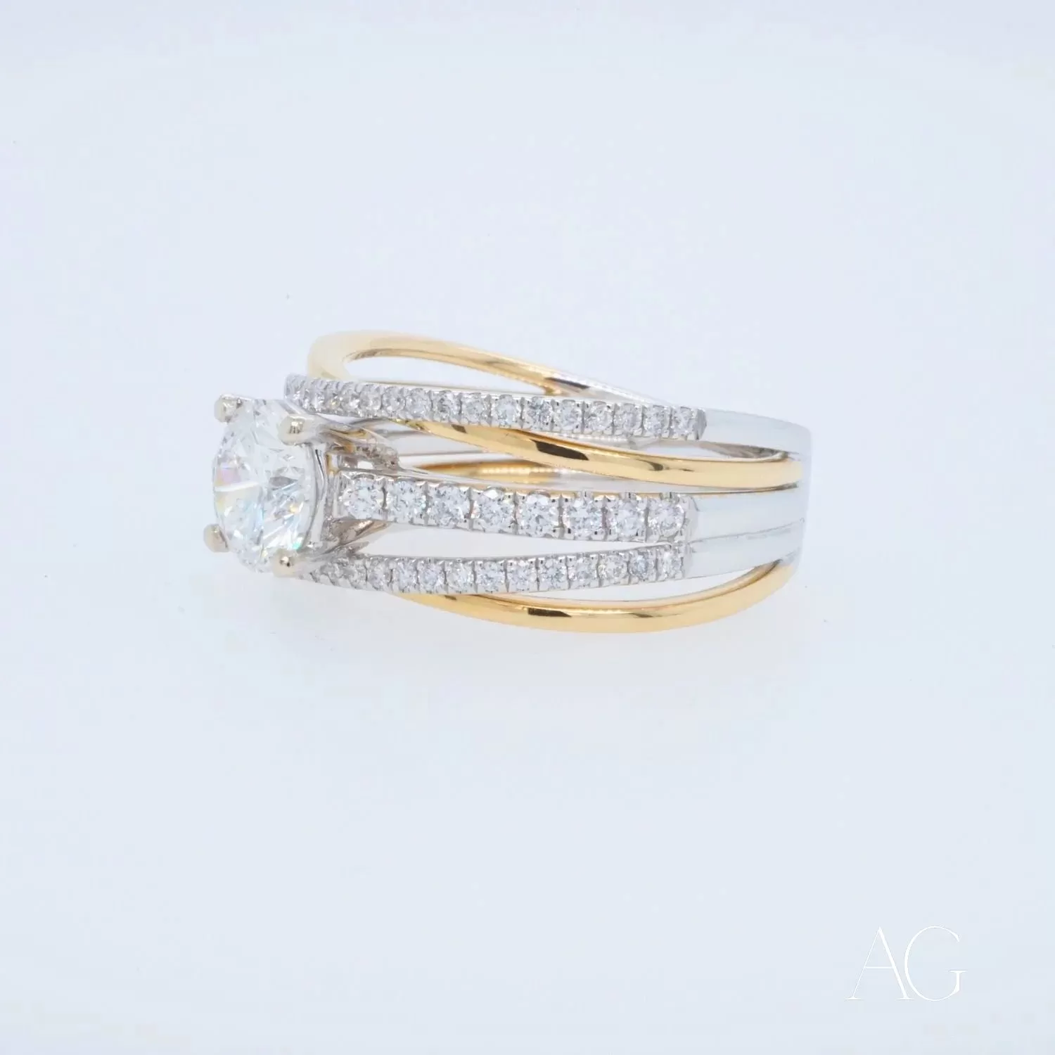 Harmonious 18k White & Yellow Gold with 1 Carat Natural Diamond