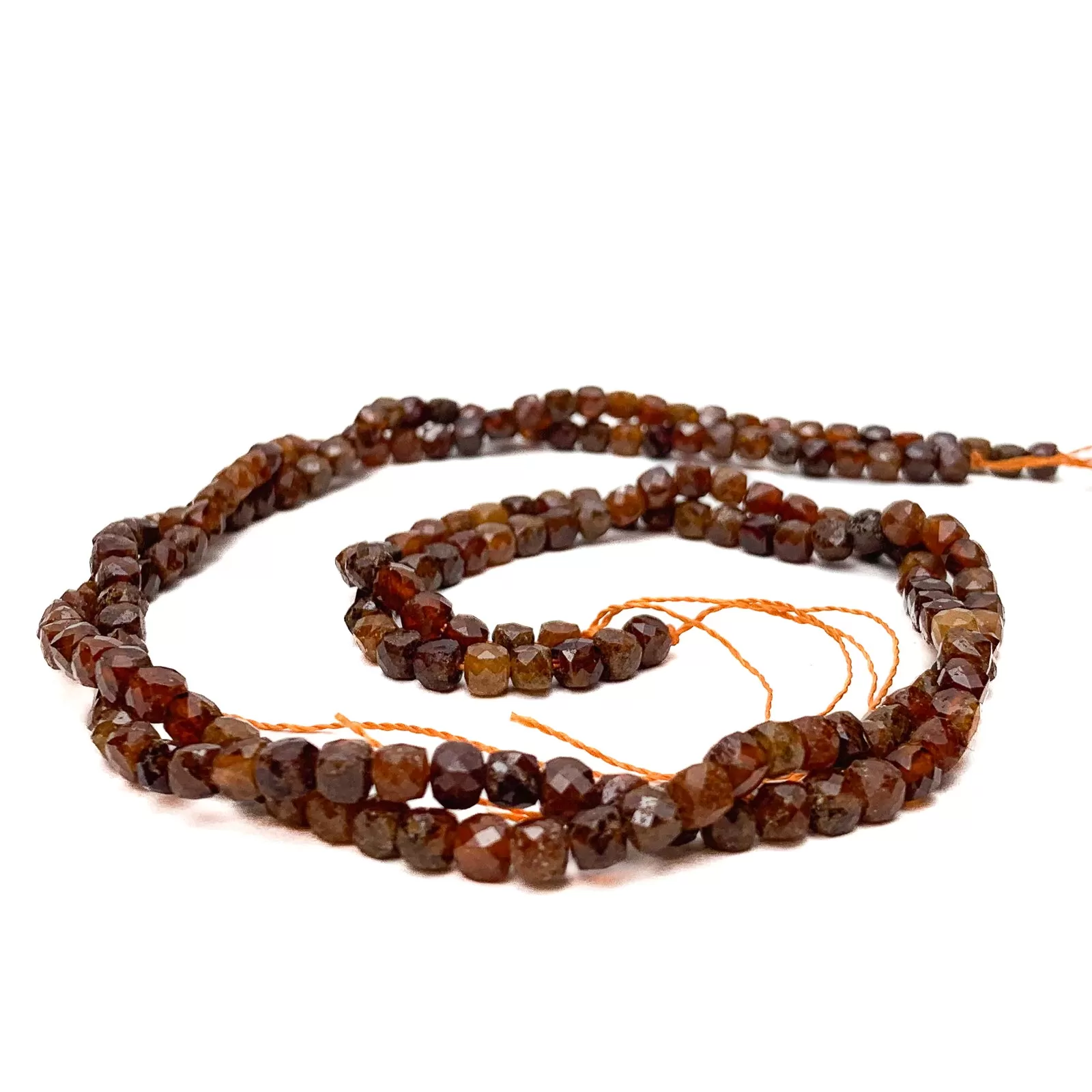 Hessonite Garnet 4mm Faceted Cubes Bead Strand