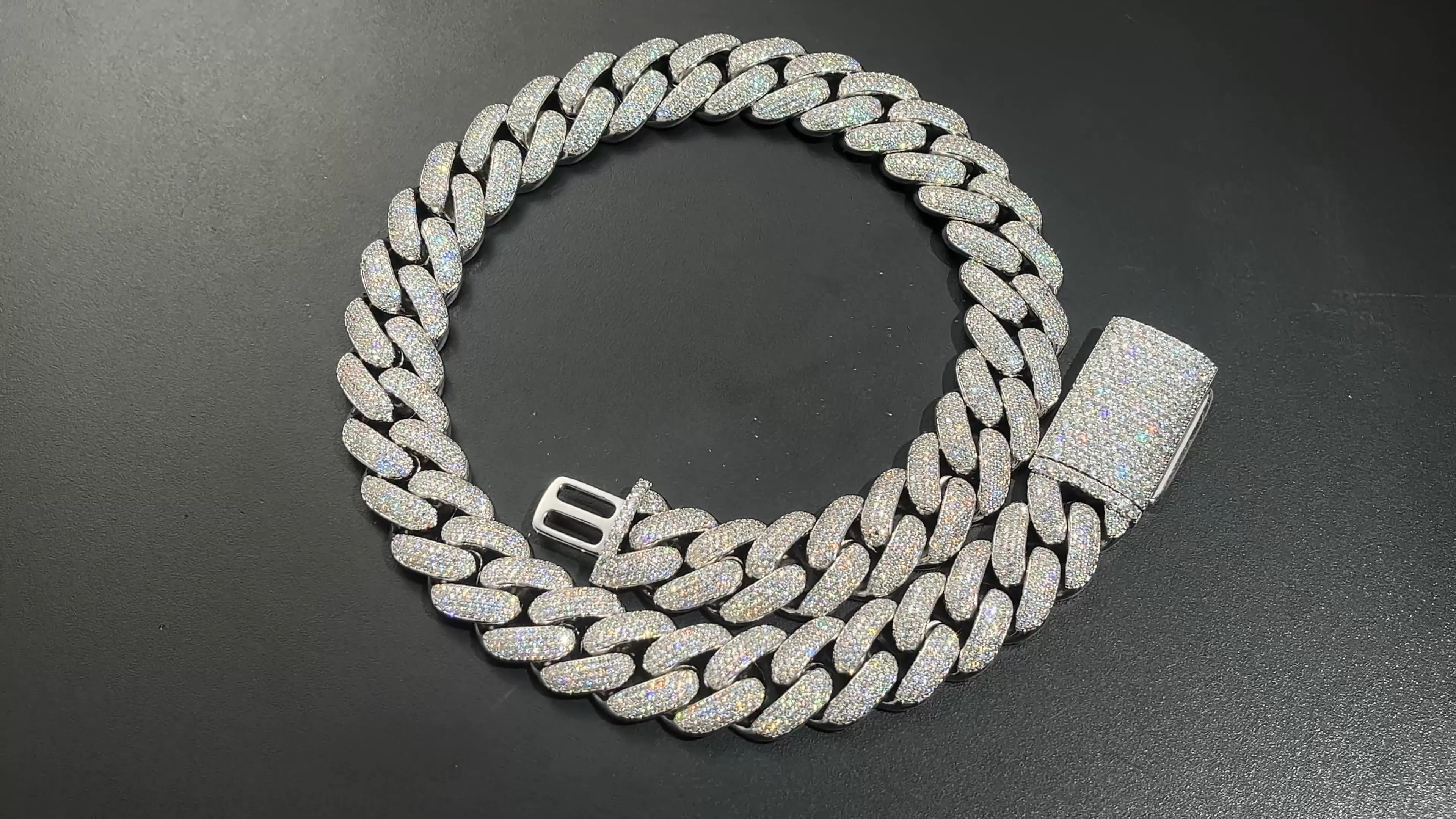 Iced Out Cuban Chain Necklace and Bracelet