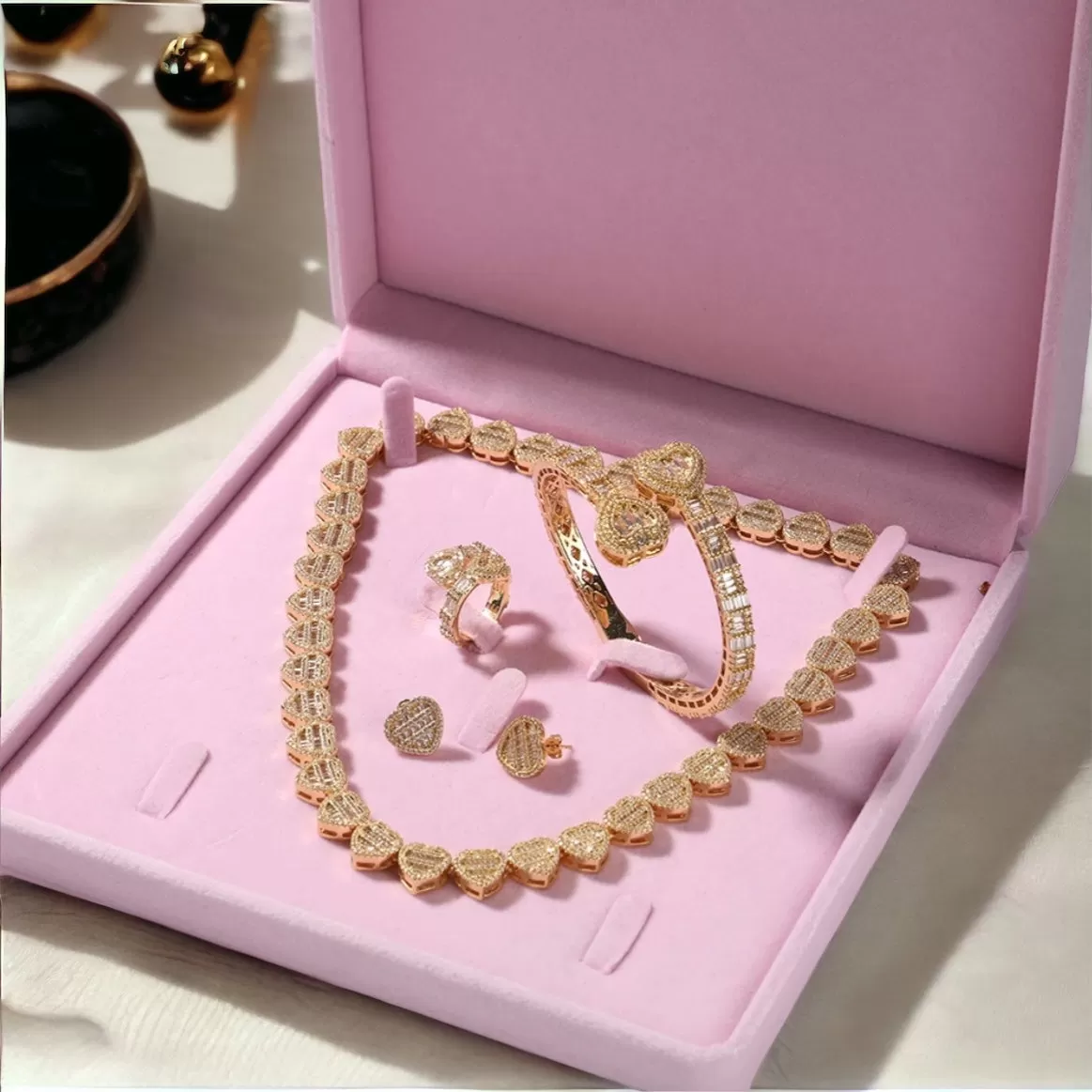 Iced-Out Heart Diamond Jewelry Set