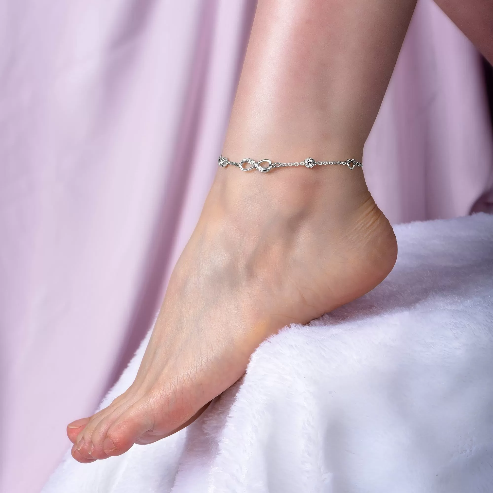 Infinity Ankle Bracelet Sterling Silver