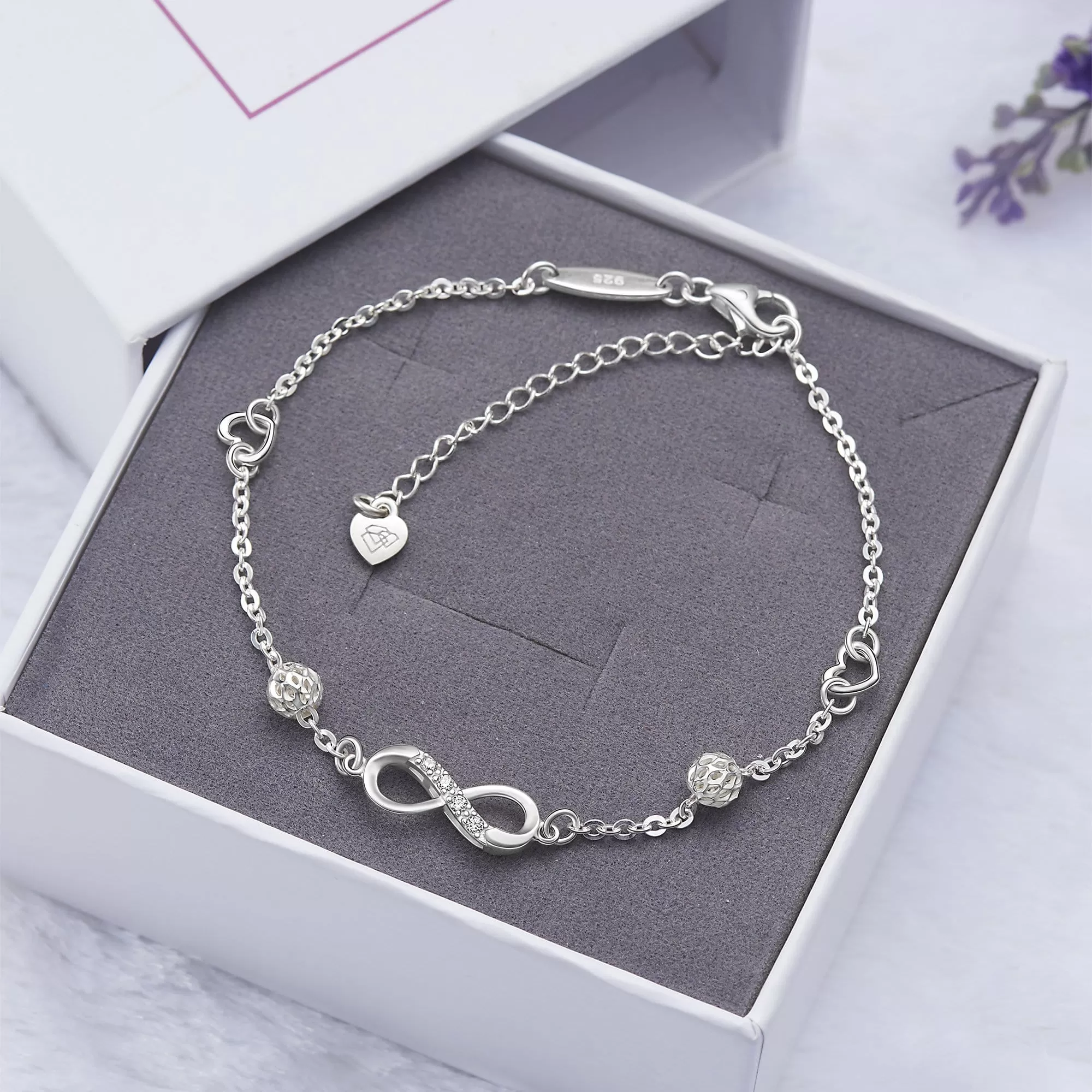 Infinity Ankle Bracelet Sterling Silver