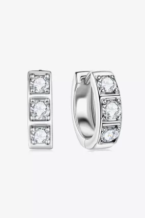 Inlaid Moissanite Huggie Earrings in Silver