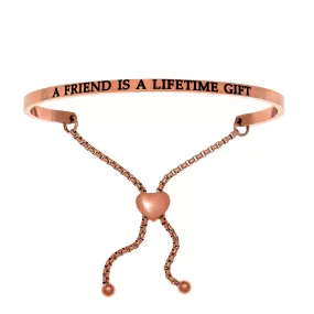 Intuitions Stainless Steel A FRIEND IS A LIFETIME GIFT Diamond Accent Adjustable Bracelet