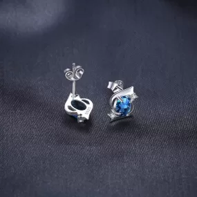 JAECJ514 Stud Earring Charm Jewelry - London Blue Topaz, 925 Sterling Silver