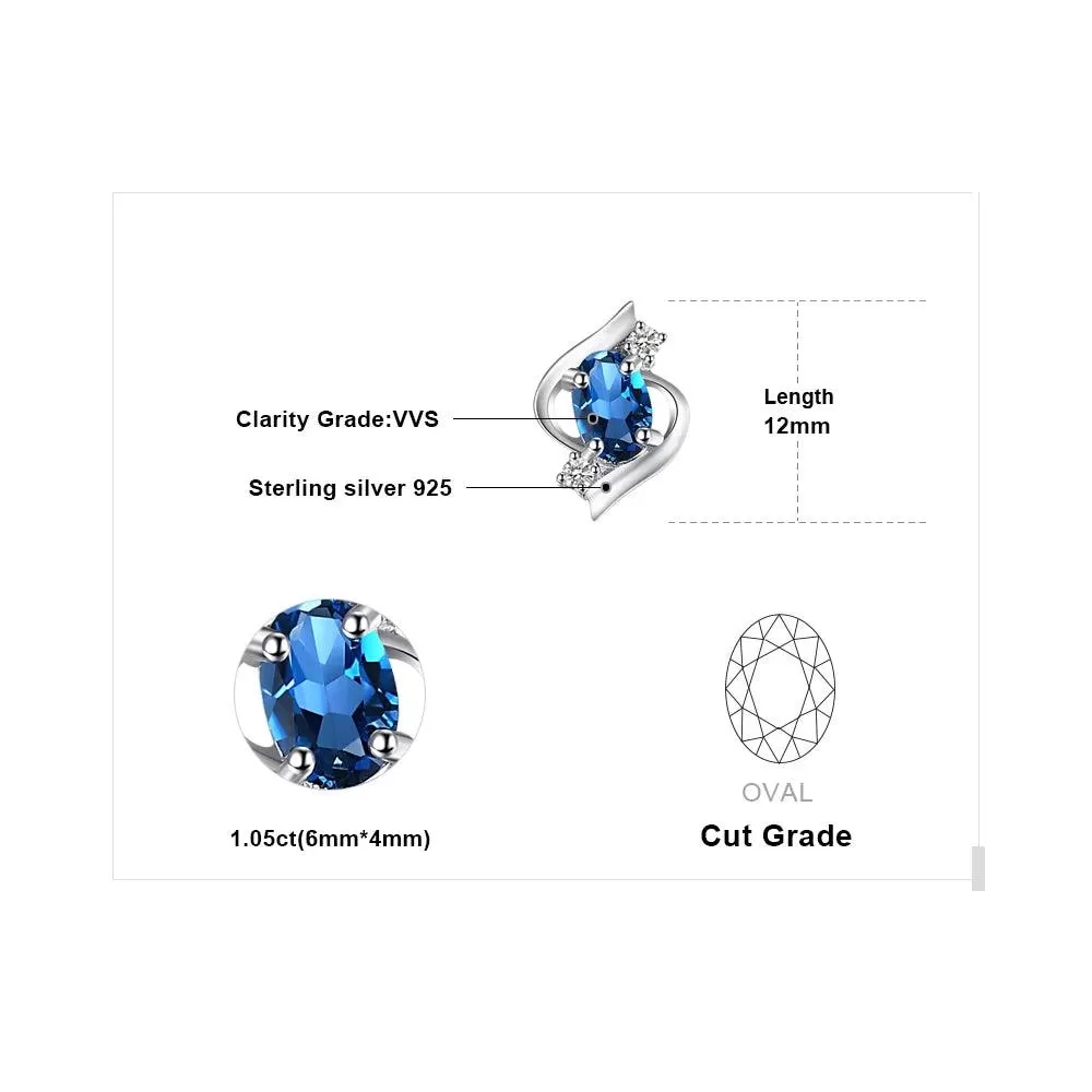 JAECJ514 Stud Earring Charm Jewelry - London Blue Topaz, 925 Sterling Silver