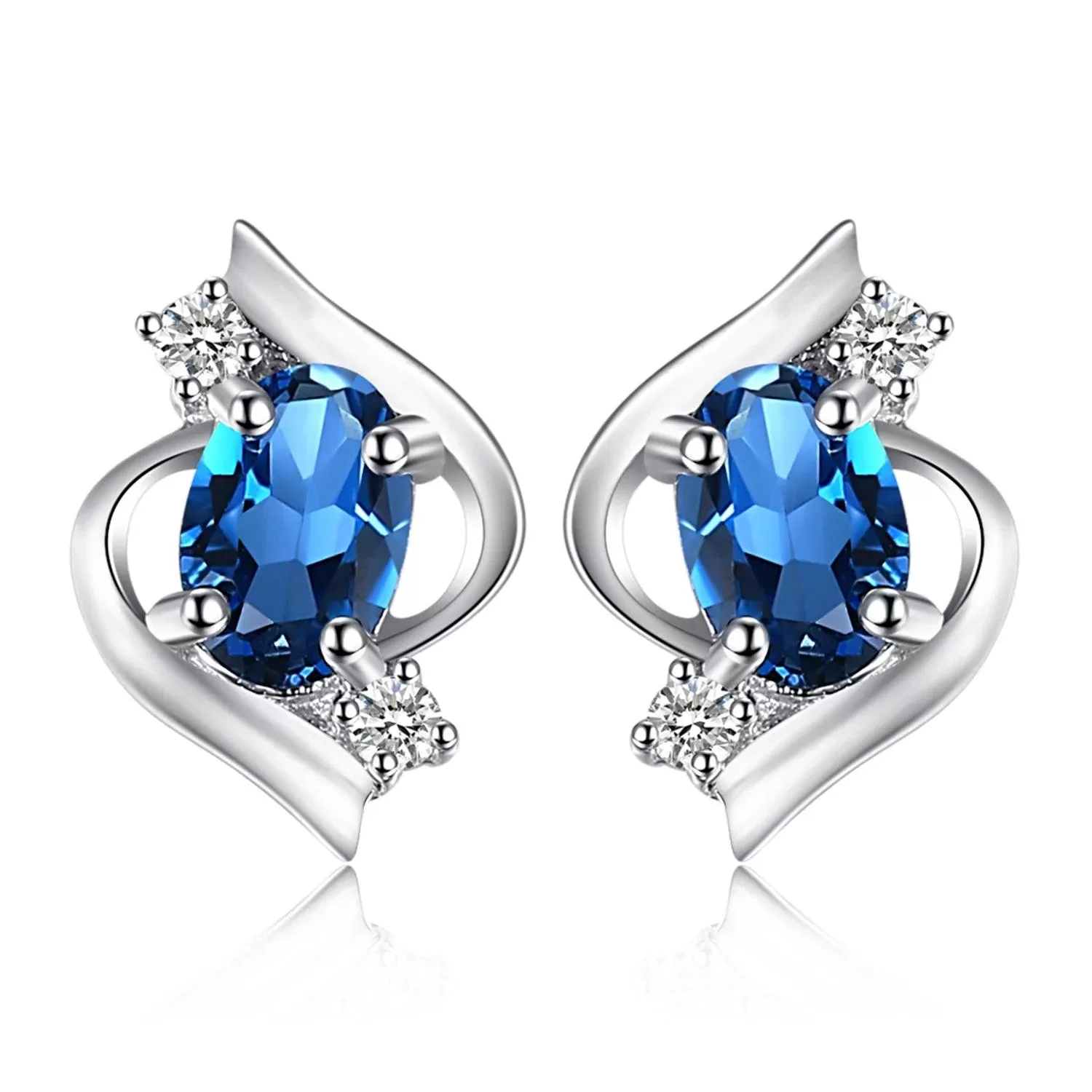 JAECJ514 Stud Earring Charm Jewelry - London Blue Topaz, 925 Sterling Silver