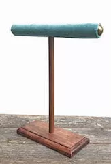 Jewelry Display, Necklace Holder, Necklace Stand, T-Bar Stand, Jewelry Storage, Bracelet Stand, Wood Jewelry Stands, Blue Green Velvet