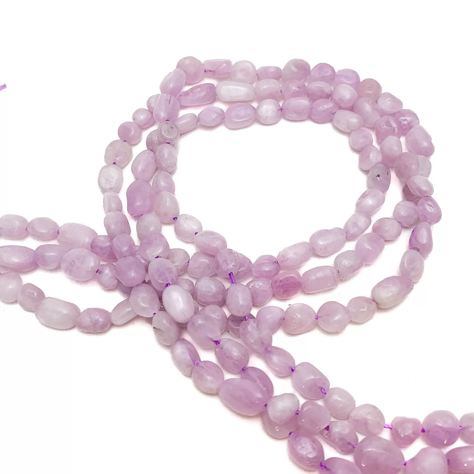 Kunzite Small Smooth Pebbles Bead Strand