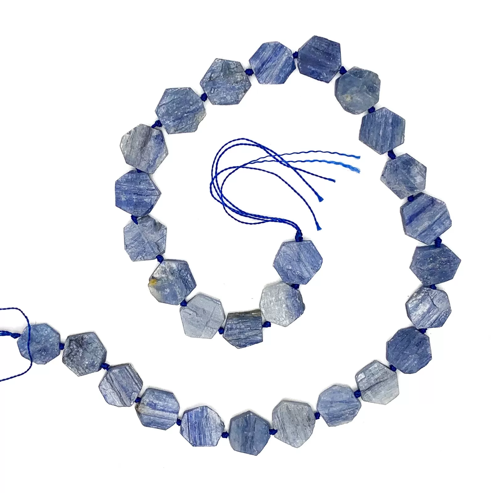 Kyanite Hexagon Coins Bead Strand