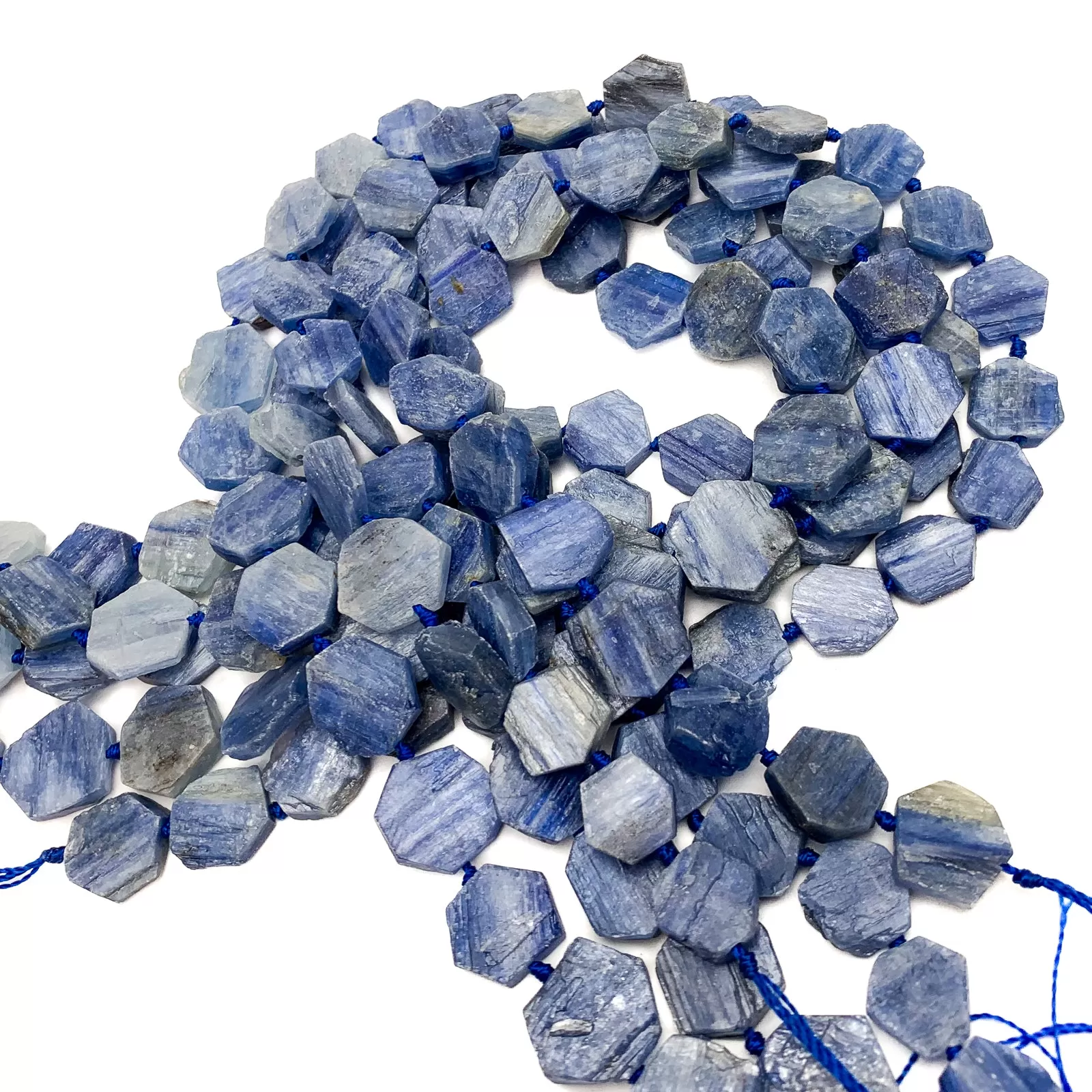 Kyanite Hexagon Coins Bead Strand