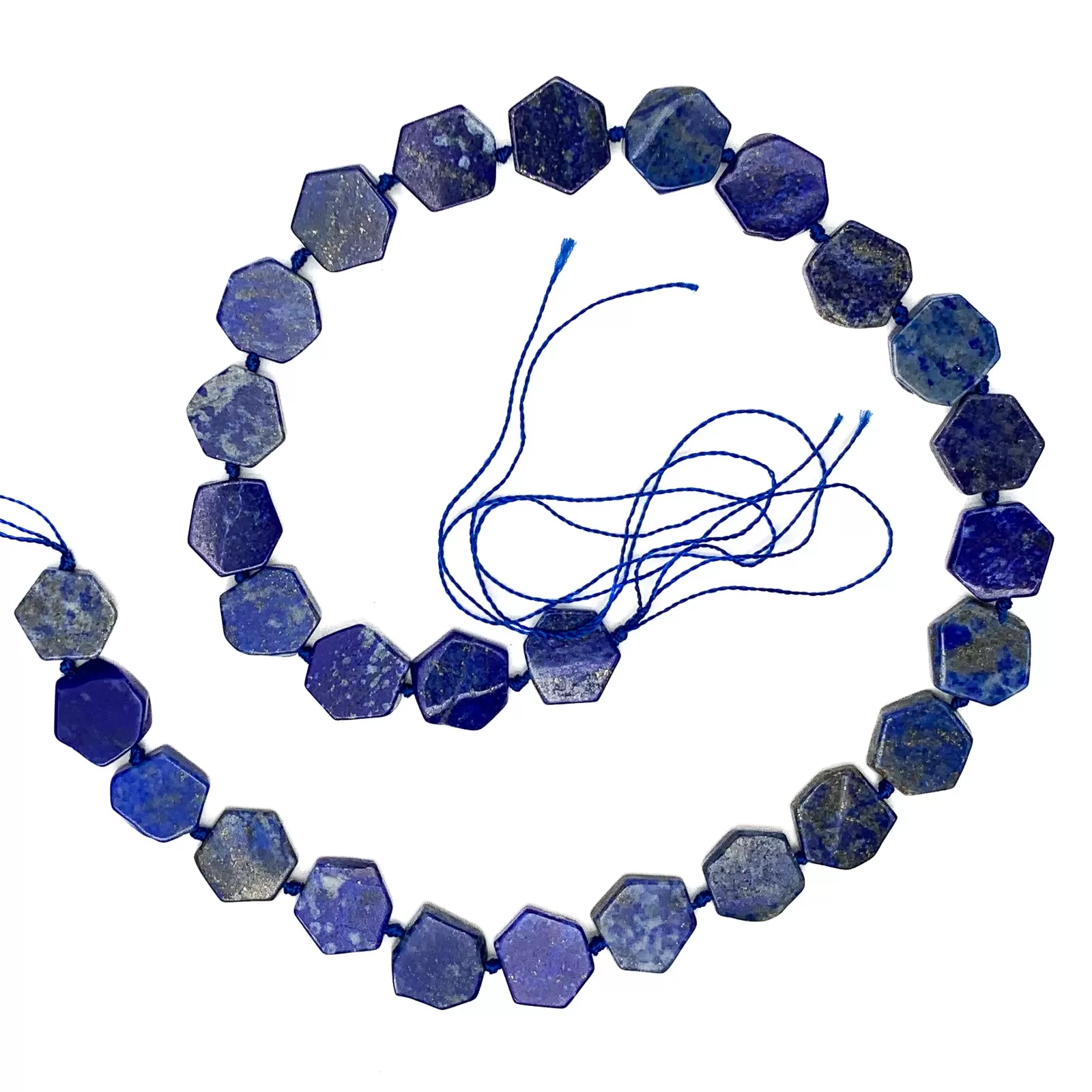 Lapis Lazuli Hexagon Coins Bead Strand