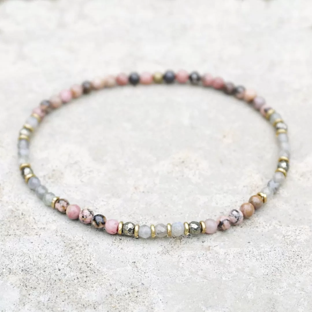 Love and Serendipity Rhodonite and Labradorite Anklet