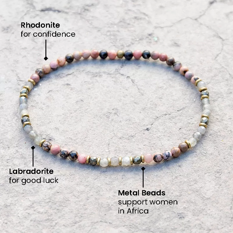 Love and Serendipity Rhodonite and Labradorite Anklet