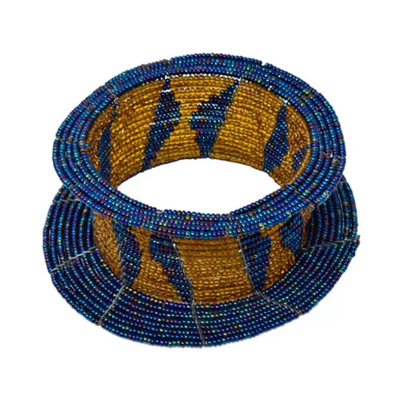 Maasai Ream Beaded Bangle 05 - Gold & Purple