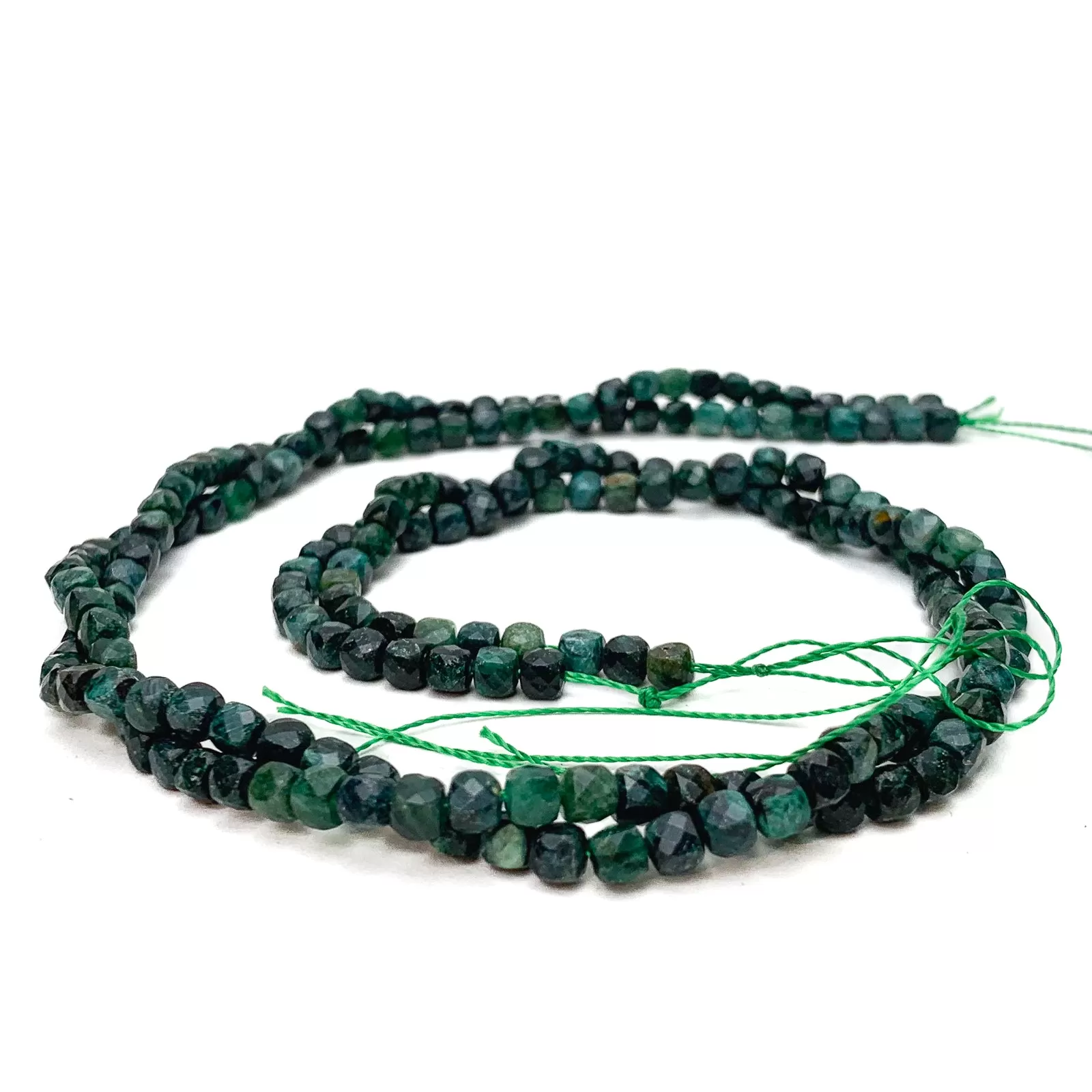 Malachite 4mm Faceted Cubes Bead Strand