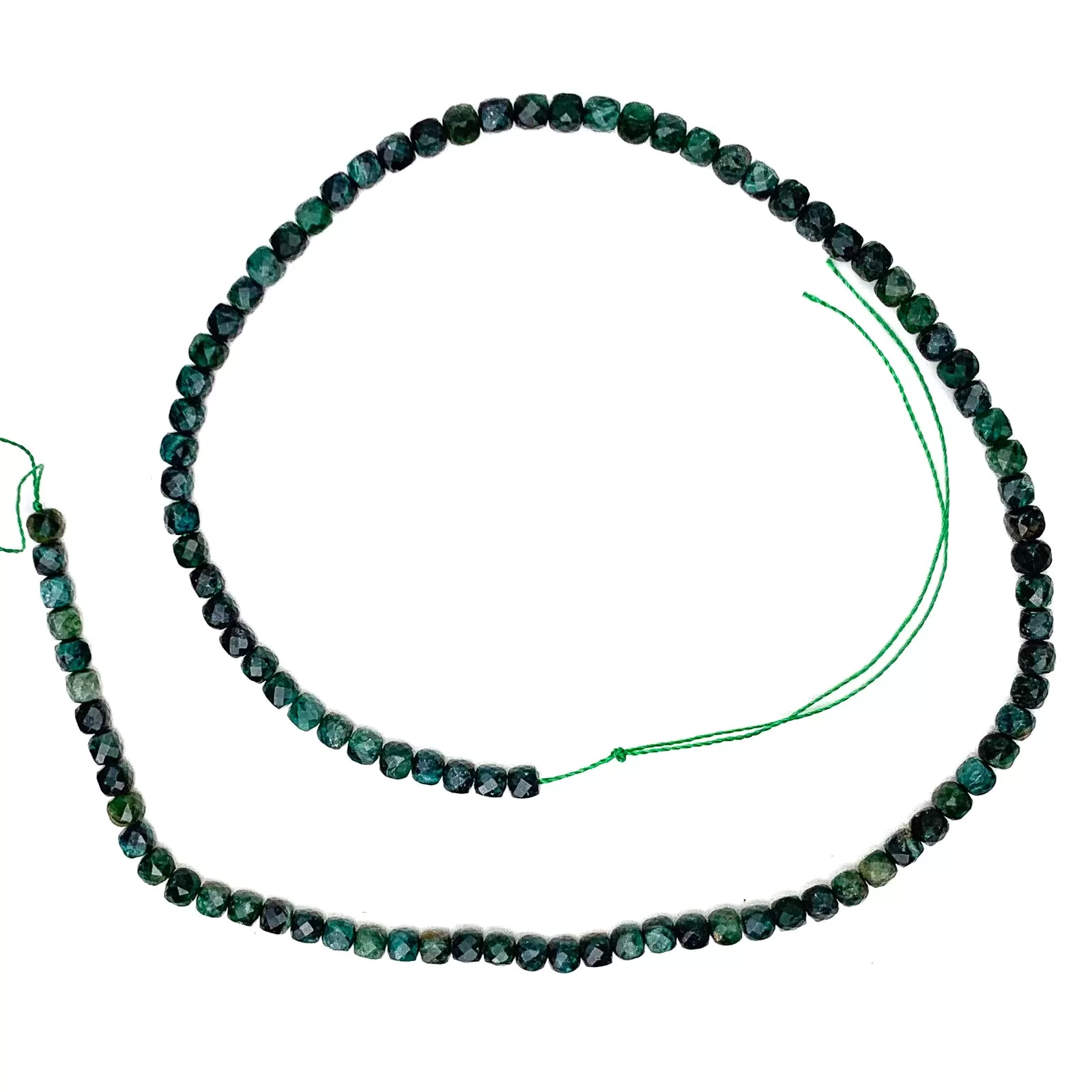 Malachite 4mm Faceted Cubes Bead Strand