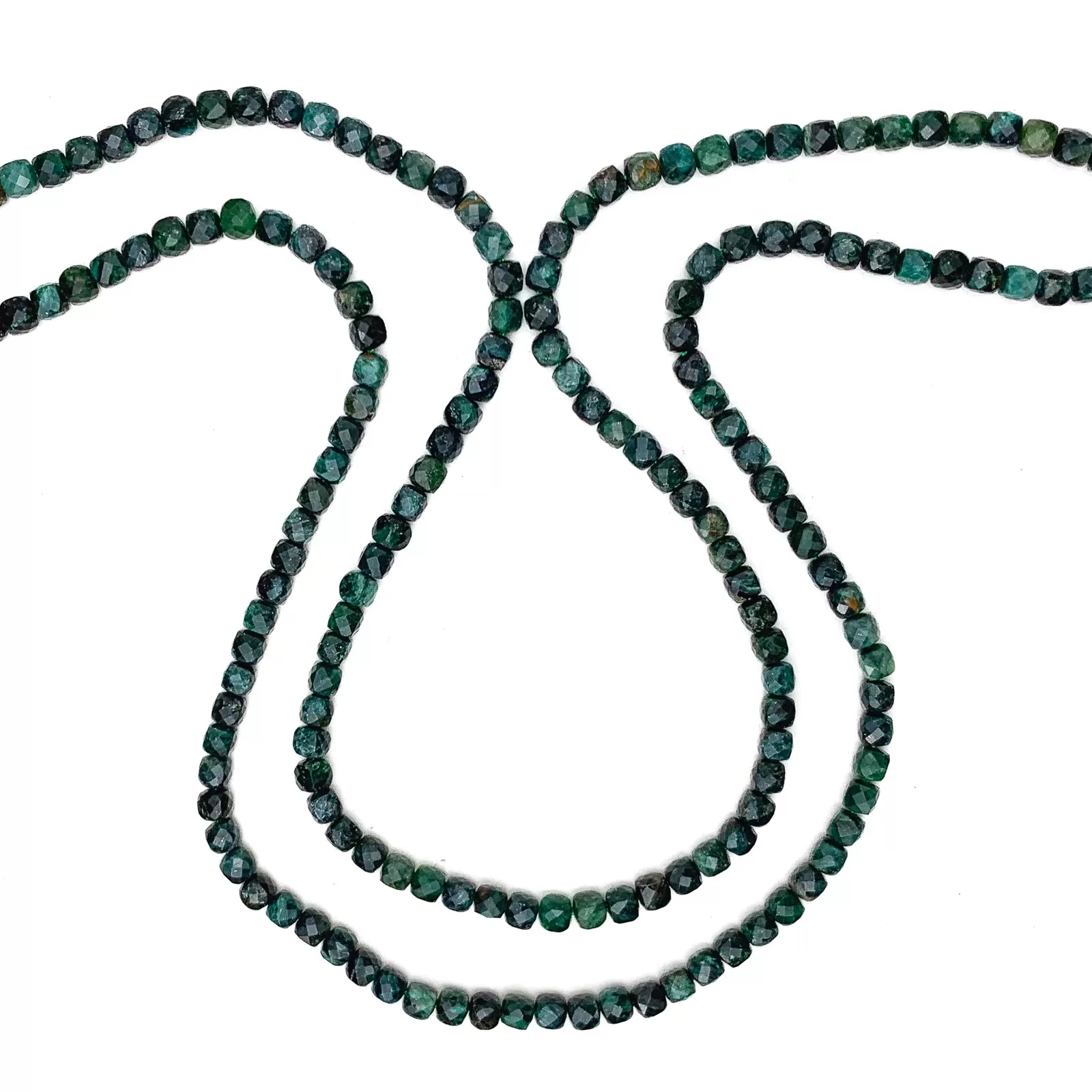 Malachite 4mm Faceted Cubes Bead Strand