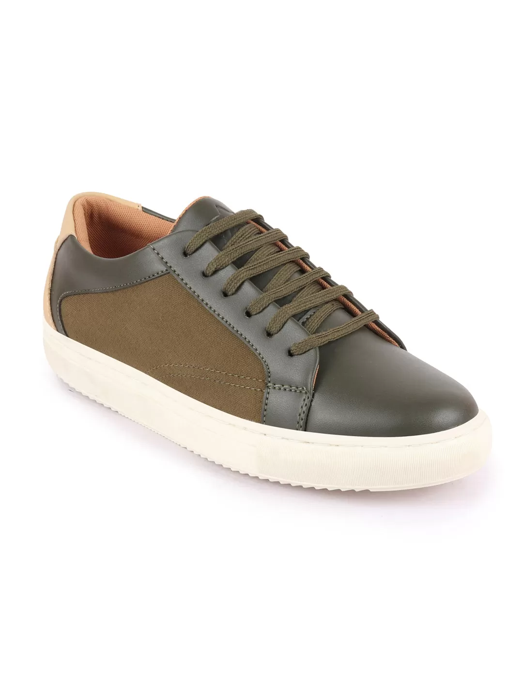 Men Olive Green Outdoor Classic Lace Up Sneakers Shoes