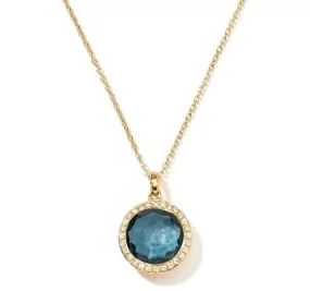 Mini Lollipop Pendant in London Blue Topaz and Diamonds