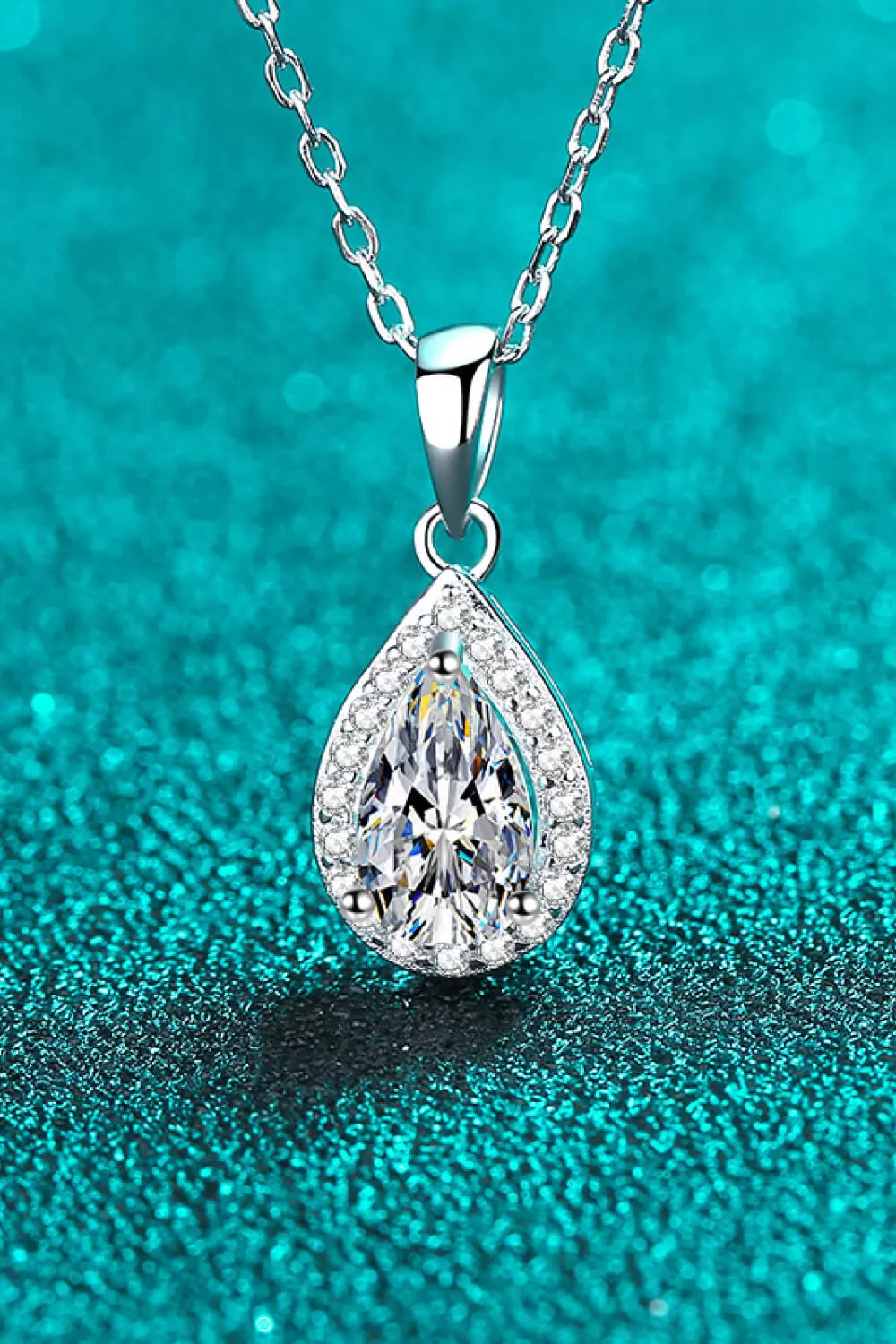 Moissanite Teardrop Pendant Necklace