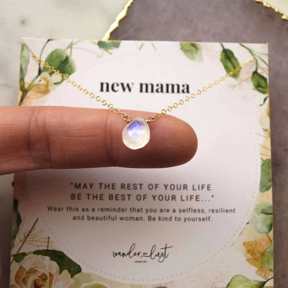 Moonstone Gold-Filled Necklace - New Mama Gift Set