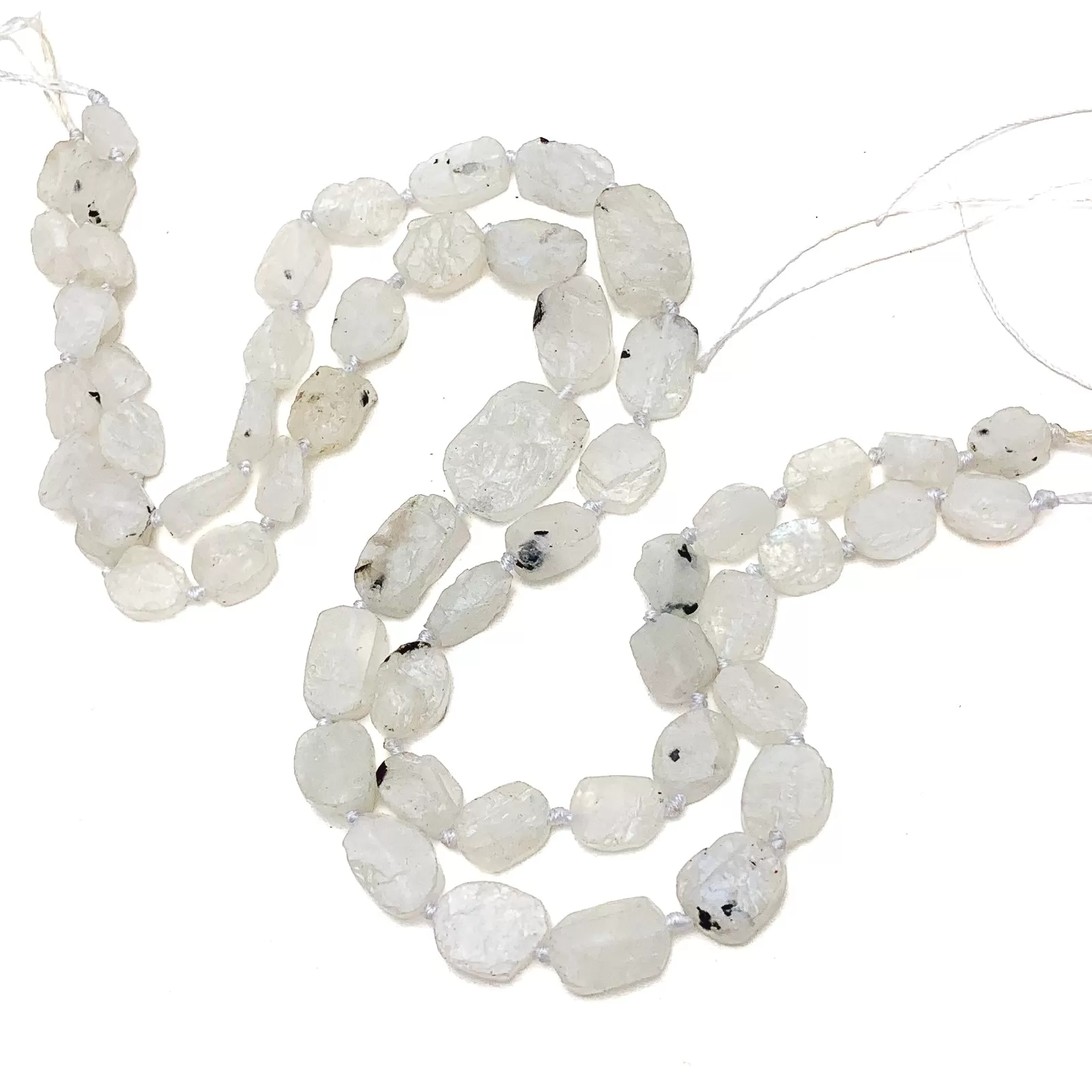 Moonstone Rough Oval Coins Bead Strand