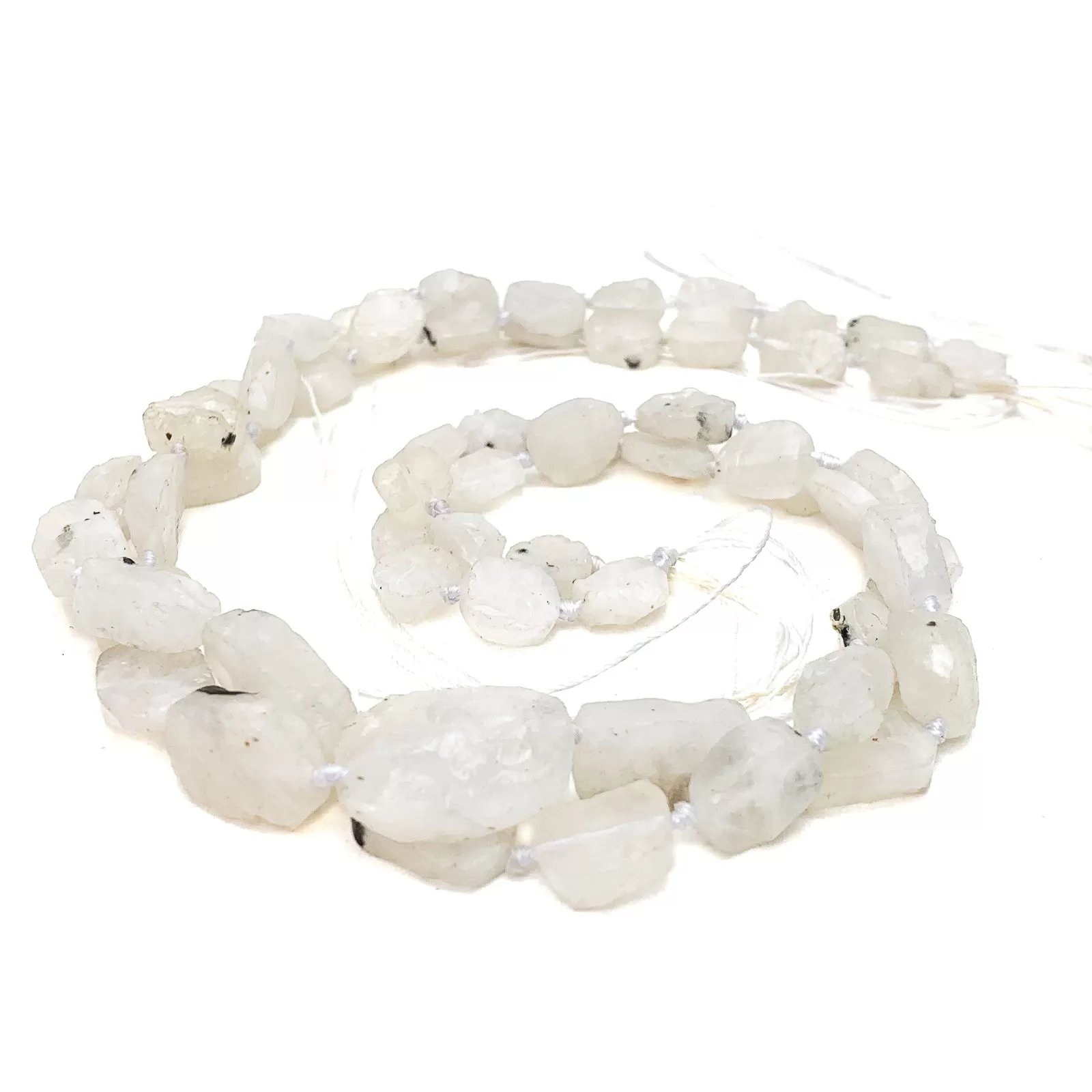 Moonstone Rough Oval Coins Bead Strand