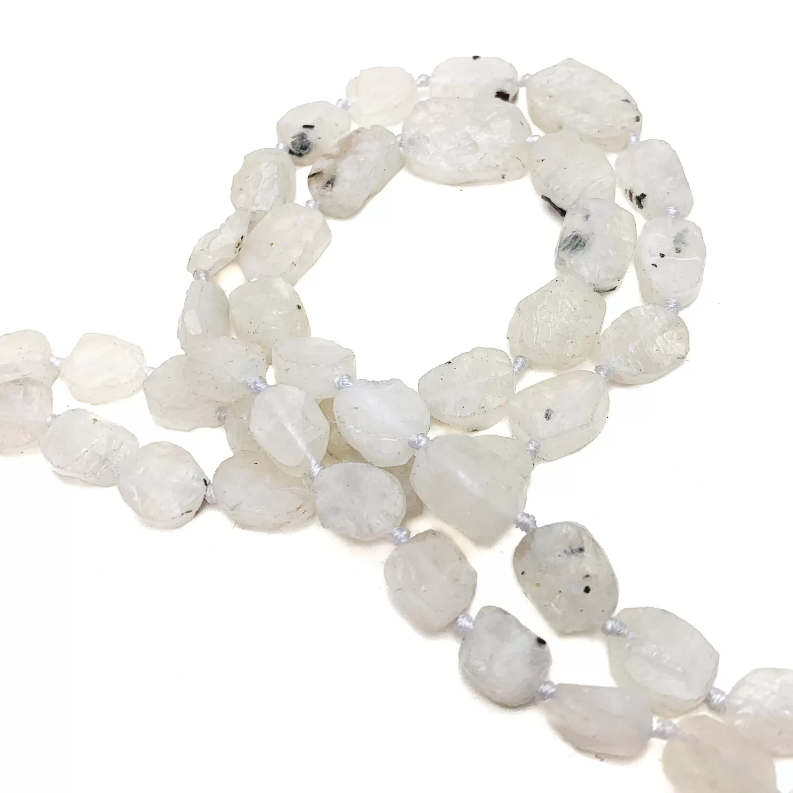 Moonstone Rough Oval Coins Bead Strand