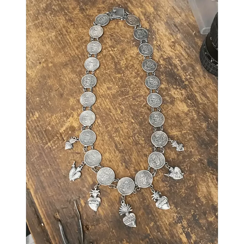 Oaxacan vintage Silver coin necklace, circa 1950