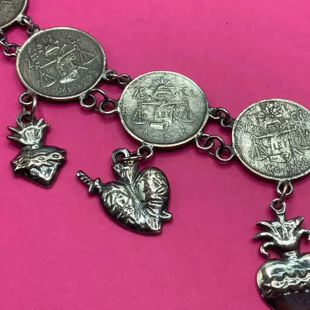 Oaxacan vintage Silver coin necklace, circa 1950