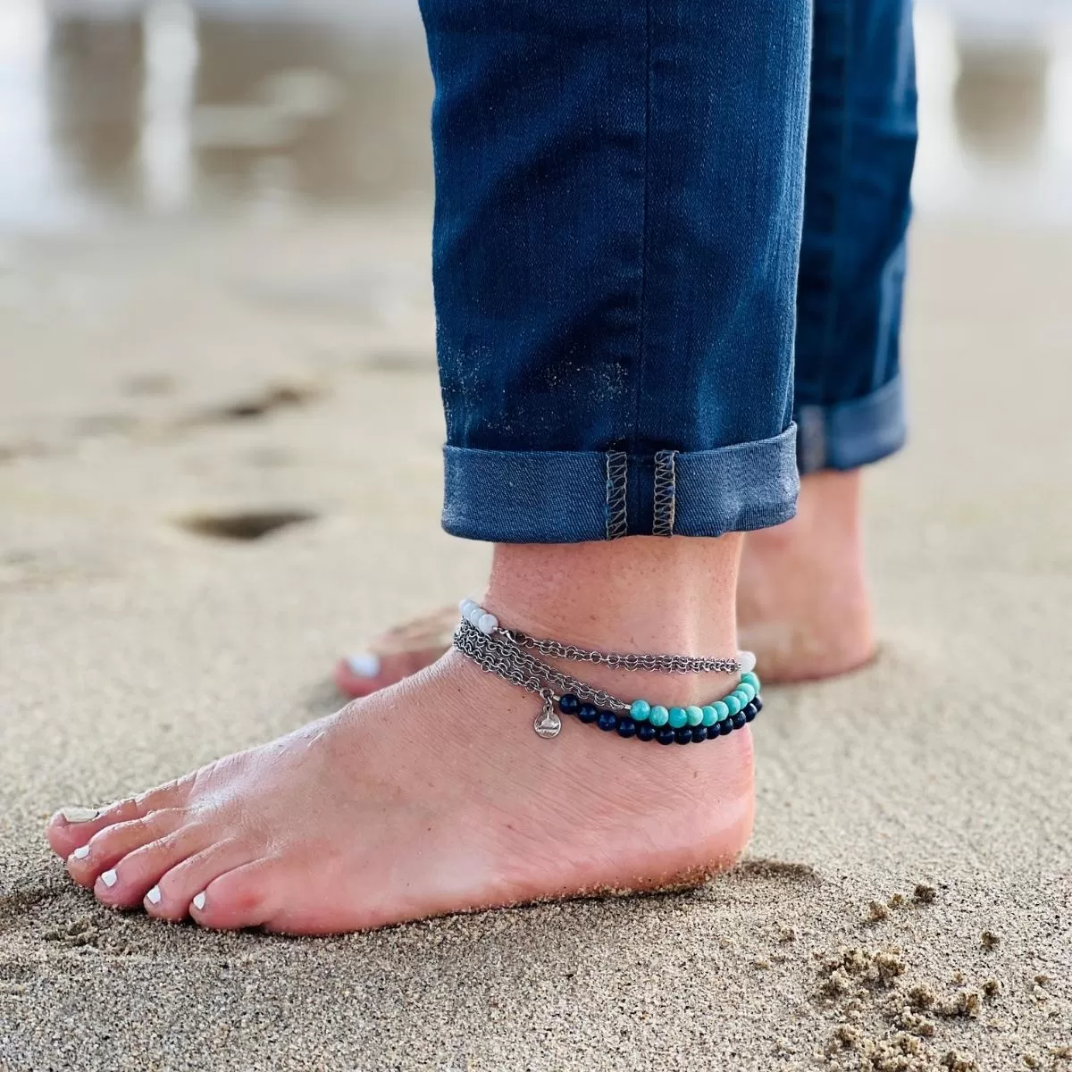 Ocean Wave Neptunic SharkSuit Anklet Stack - Sustainable Fashion for Ocean Lovers