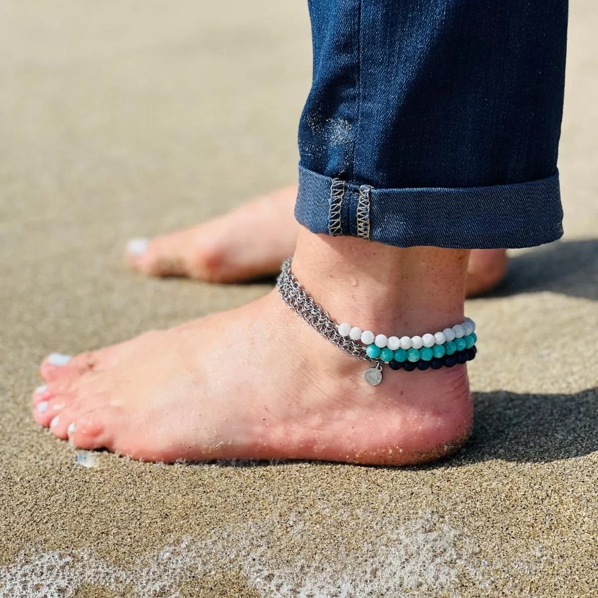 Ocean Wave Neptunic SharkSuit Anklet Stack - Sustainable Fashion for Ocean Lovers