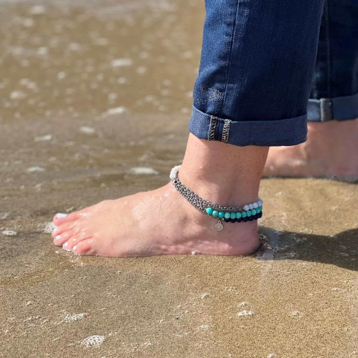 Ocean Wave Neptunic SharkSuit Anklet Stack - Sustainable Fashion for Ocean Lovers