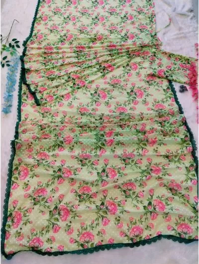 One Minute Georgette Floral Print Saree Ready to Wear