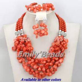 Orange African Costume Jewelry Sets Nigerian Wedding