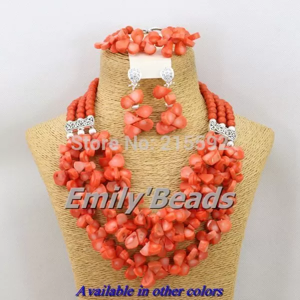 Orange African Costume Jewelry Sets Nigerian Wedding