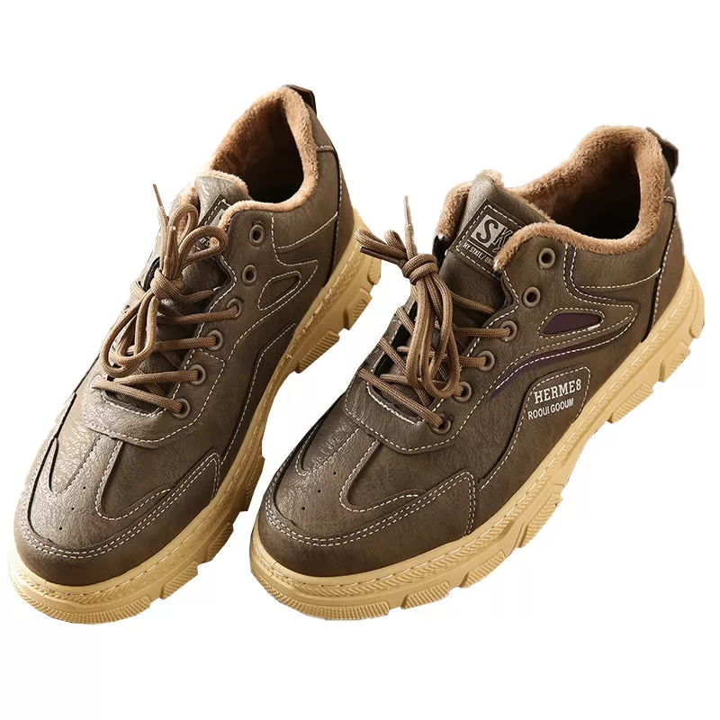 Outdoor Sneaker Mens Work Shoes Plush fleece to keep warm Anti-slip and wear-resistant