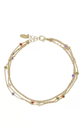 Over the Rainbow Multi-Chain Crystal Anklet