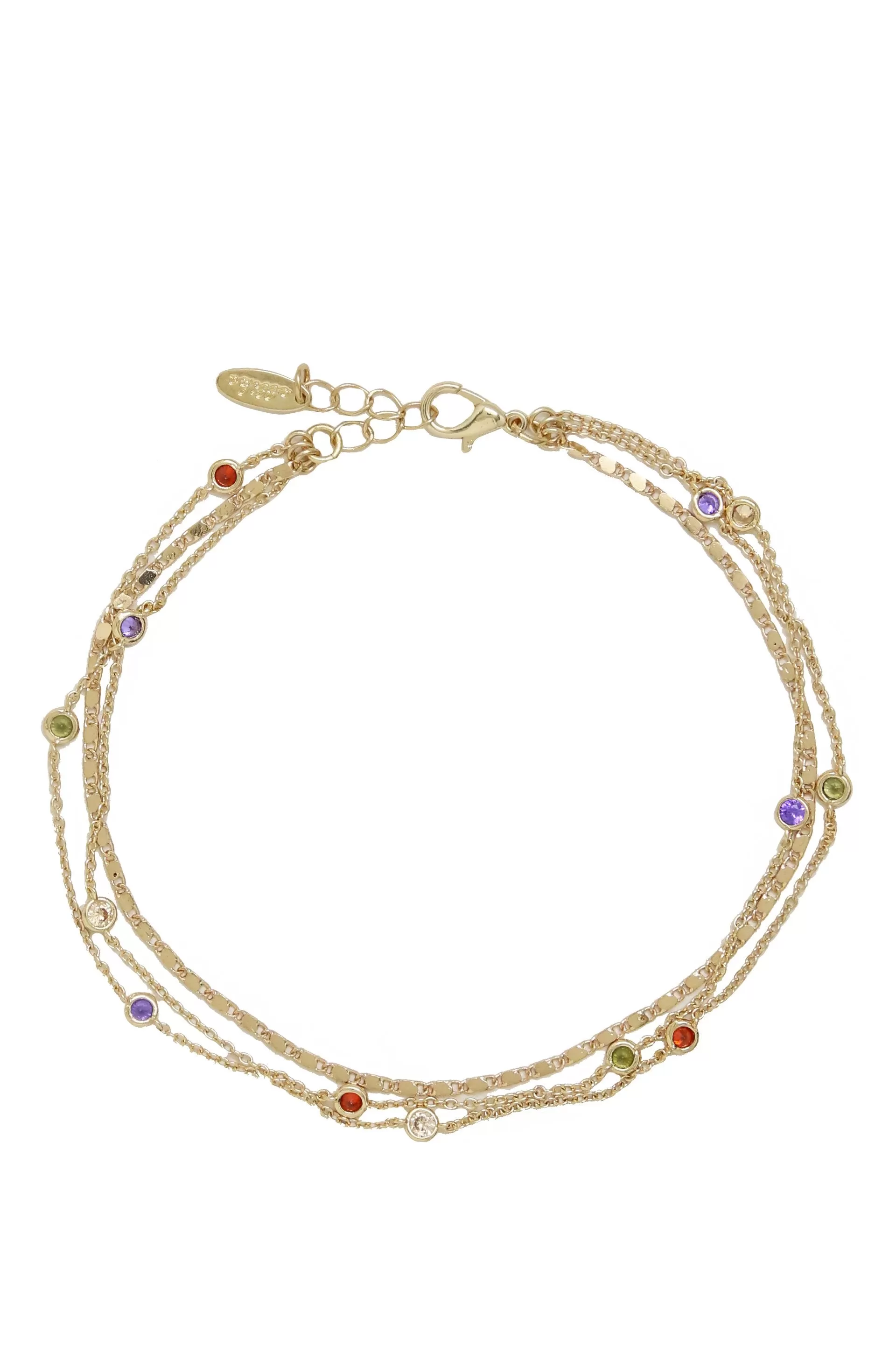 Over the Rainbow Multi-Chain Crystal Anklet