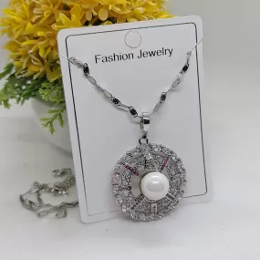 Pearl Eternity Circle Pendant Necklace