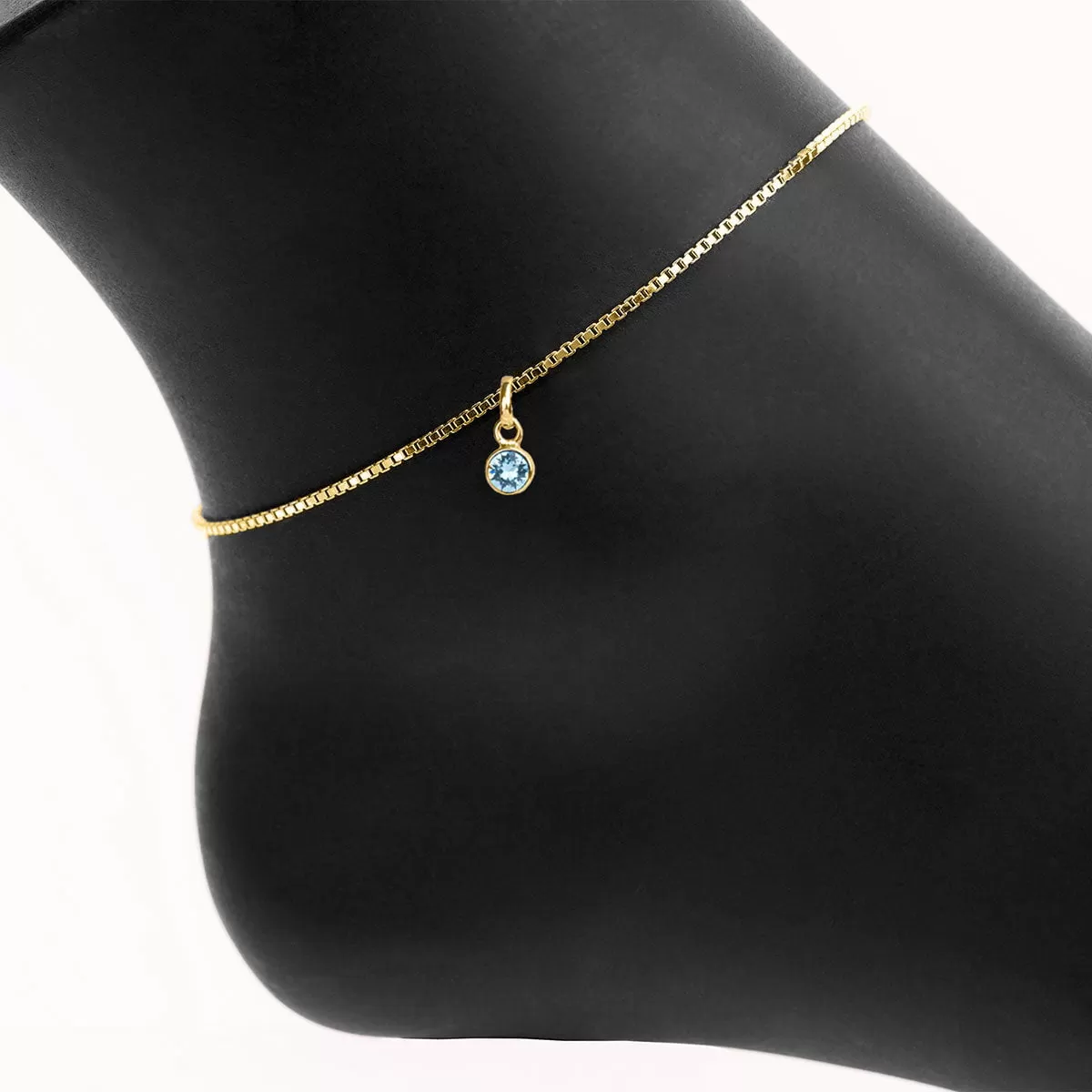 Personalized Birthstone Adjustable Anklet (Gold)