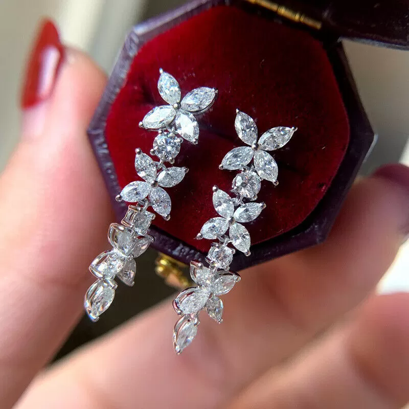 Petite Triple Drop Cubic Zirconia Butterfly Earrings