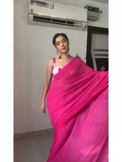 Pink 1 Minute Saree Ready to Wear Georgette Sari